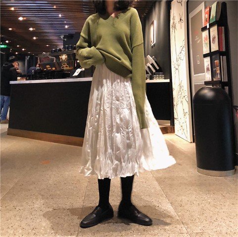 ロングスカート プリーツスカート シンプル カジュアル かわいい 清楚 お出かけ