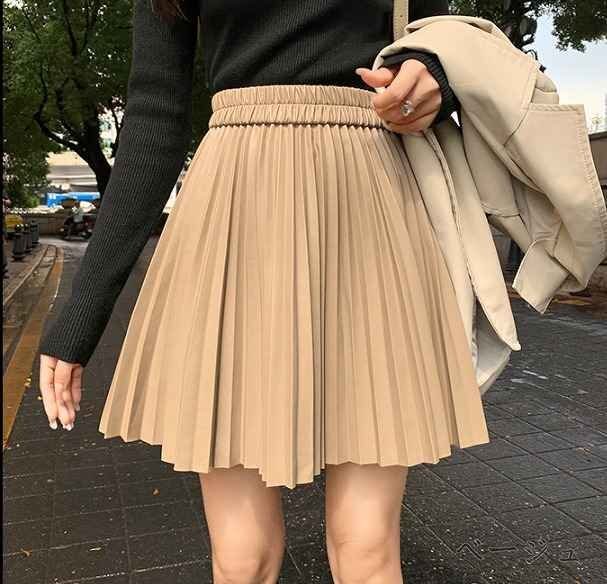 ミニスカート フリル プリーツ カジュアル シンプル 無地 かわいい ボトムス S ブラウン