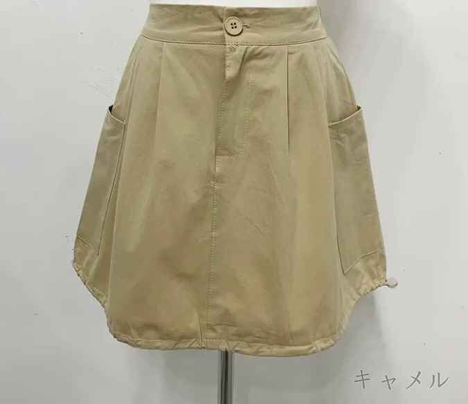 全3色 ミニスカート フリル ハイウエスト 切り替え スリム 著痩せ 無(wú)地 シンプル S ブラック