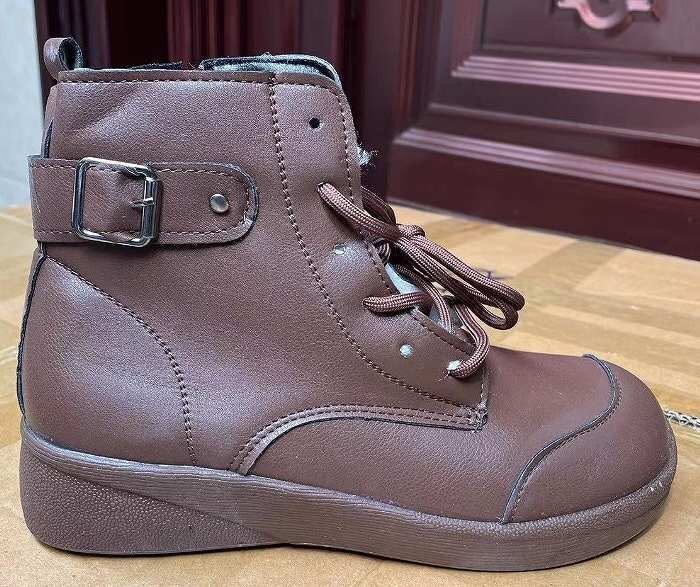 женский обувь короткие сапоги обратная сторона ворсистый Wedge подошва Short внутри боа осень-зима ..... чёрный 22.5cm(35) чёрный ( обратная сторона ворсистый )