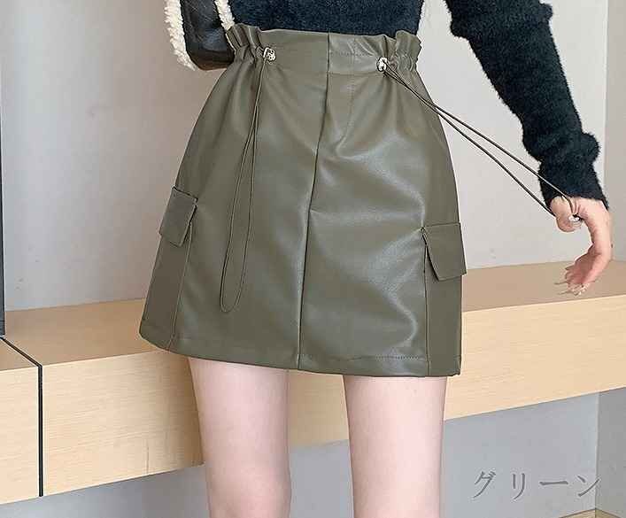 ミニスカート シンプル カジュアル 秋冬 S ブラウン