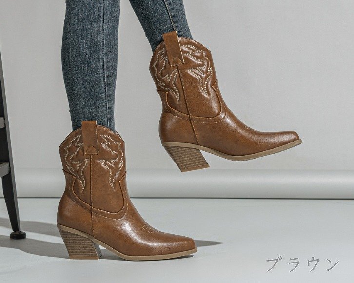  ботинки толстый каблук переключатель простой [37]23~23.5cm Brown 