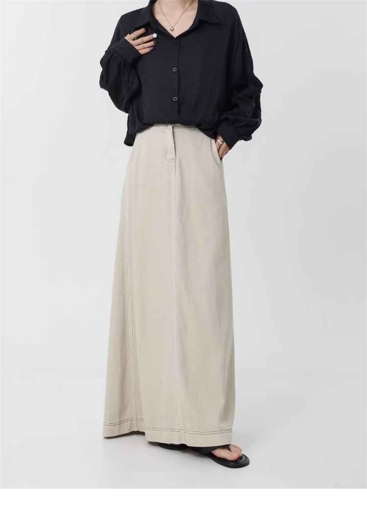 デニムスカート スリム ロングスカート きれいめ カジュアル シンプル 秋冬 大きいサイズあり 4XL ホワイト
