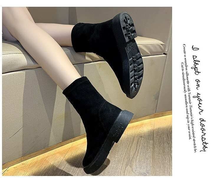 женский обувь ботинки midi средний Short раунд tu Flat .... чёрный хаки 25cm 22.5cm(35) хаки