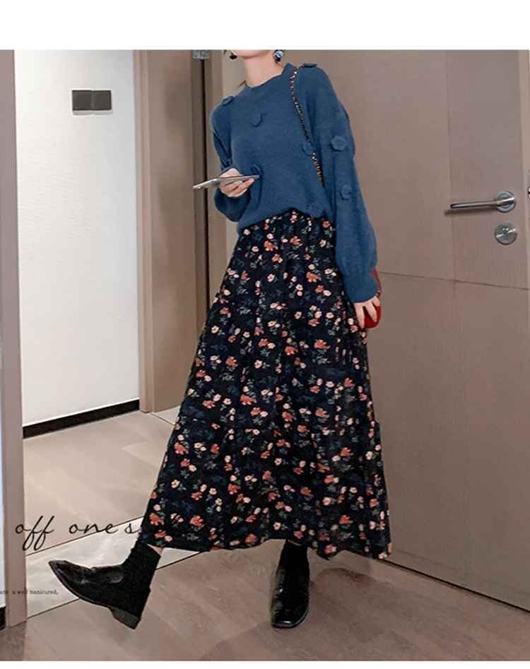 春夏新作 トレンド ロング 花柄 ティアードスカートコーデュロイ カジュアル 著回し ワンマイル 日常 XL 花柄