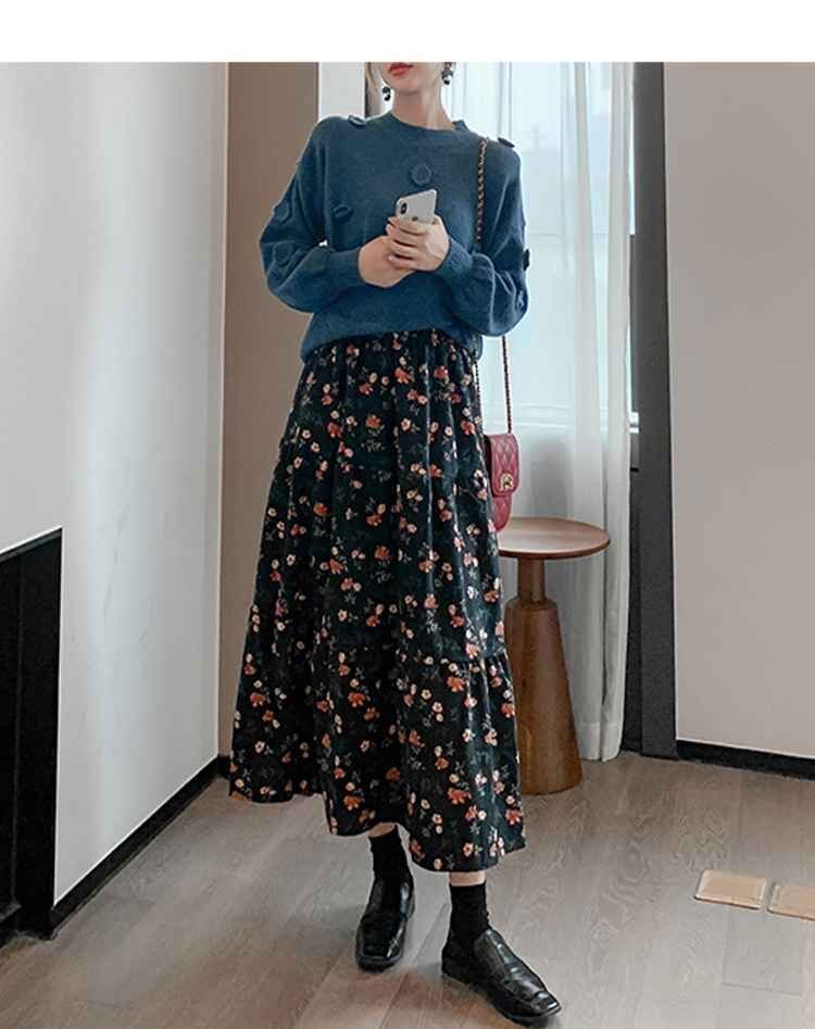 春夏新作 トレンド ロング 花柄 ティアードスカートコーデュロイ カジュアル 著回し ワンマイル 日常 XL 花柄