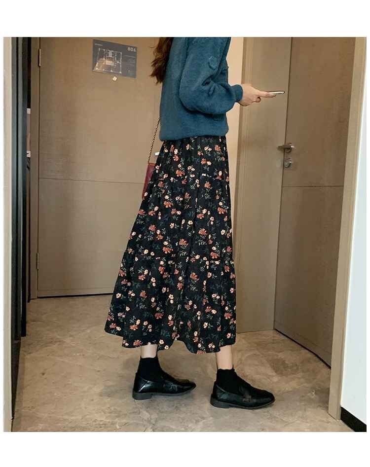 春夏新作 トレンド ロング 花柄 ティアードスカートコーデュロイ カジュアル 著回し ワンマイル 日常 XL 花柄