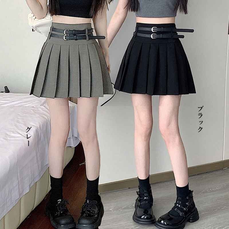 プリーツミニスカート インナーパンツ付き ショート丈スカート S ブラック