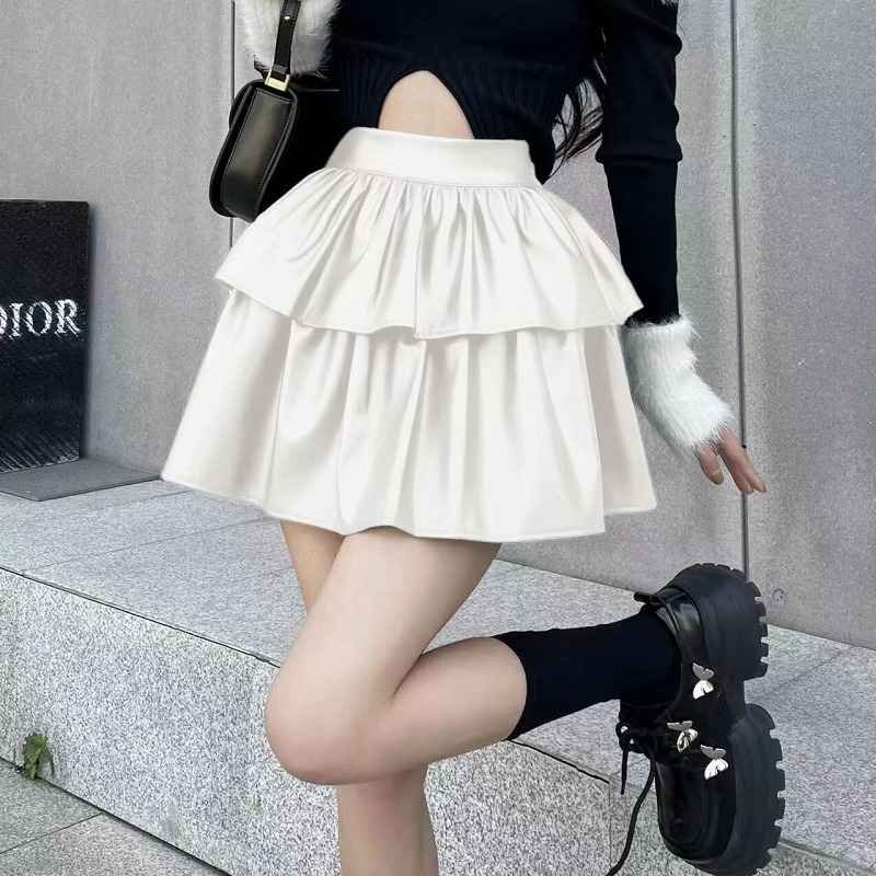 全2色 ミニスカート ハイウエスト フリルスカート かわいい S ブラック