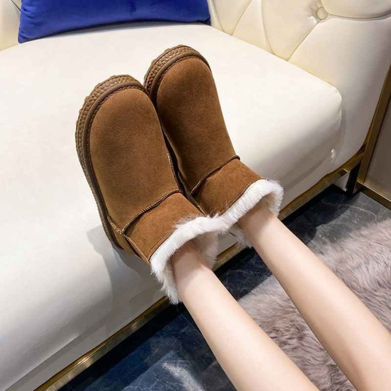 обратная сторона ворсистый мутон ботинки женский зима обувь 25.0cm(6) Brown