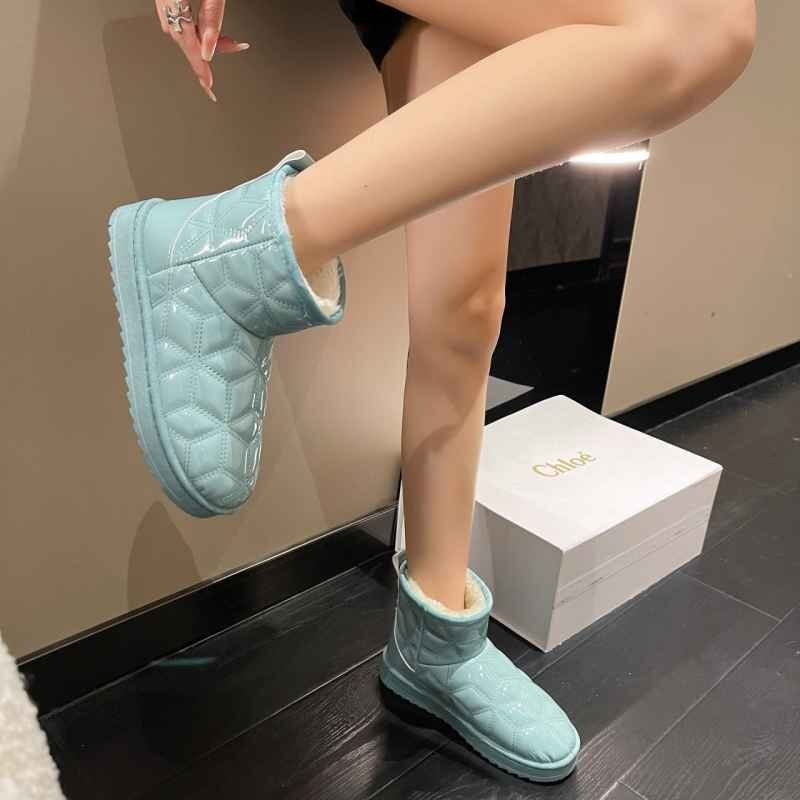 ботинки Short обратная сторона боа прекрасный ножек ножек длина эмаль чувство глянец обратная сторона ворсистый предотвращение скольжения толщина низ 3cm 35 голубой
