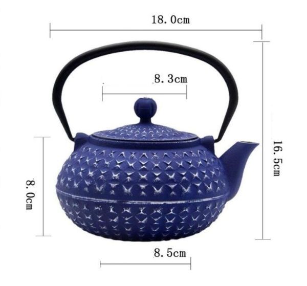 新入荷*工芸品 鉄瓶 南部鉄器 茶道道具 急須 鉄製 直火可 やかん 鉄びん 茶こし付き 鉄器 鋳物 茶道道具 鉄分補給 伝統 鉄瓶 1000ML*ブルー_画像7