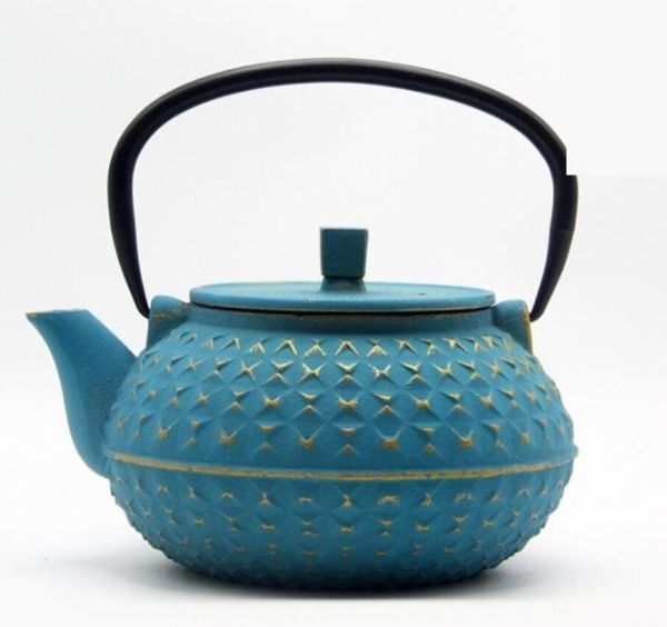 新入荷*工芸品 鉄瓶 南部鉄器 茶道道具 急須 鉄製 直火可 やかん 鉄びん 茶こし付き 鉄器 鋳物 茶道道具 鉄分補給 伝統 鉄瓶 1000ML*ブルー_画像1