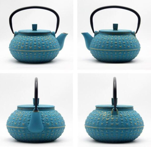 新入荷*工芸品 鉄瓶 南部鉄器 茶道道具 急須 鉄製 直火可 やかん 鉄びん 茶こし付き 鉄器 鋳物 茶道道具 鉄分補給 伝統 鉄瓶 1000ML*ブルー_画像4