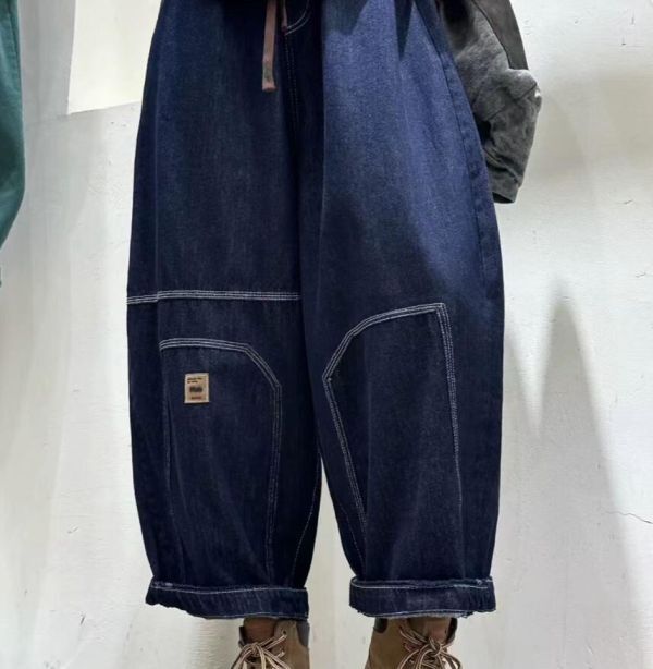  новое поступление * casual брюки свободно низ body type покрытие Denim брюки джинсы большой размер 9 минут длина талия резина шаровары *