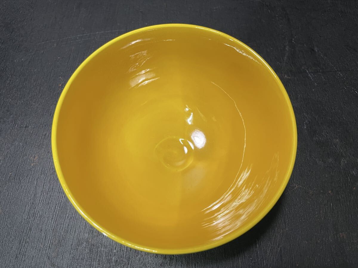 赤沢露石 黄交趾茶碗 木箱入 茶道具 茶碗 茶器 -京_画像6