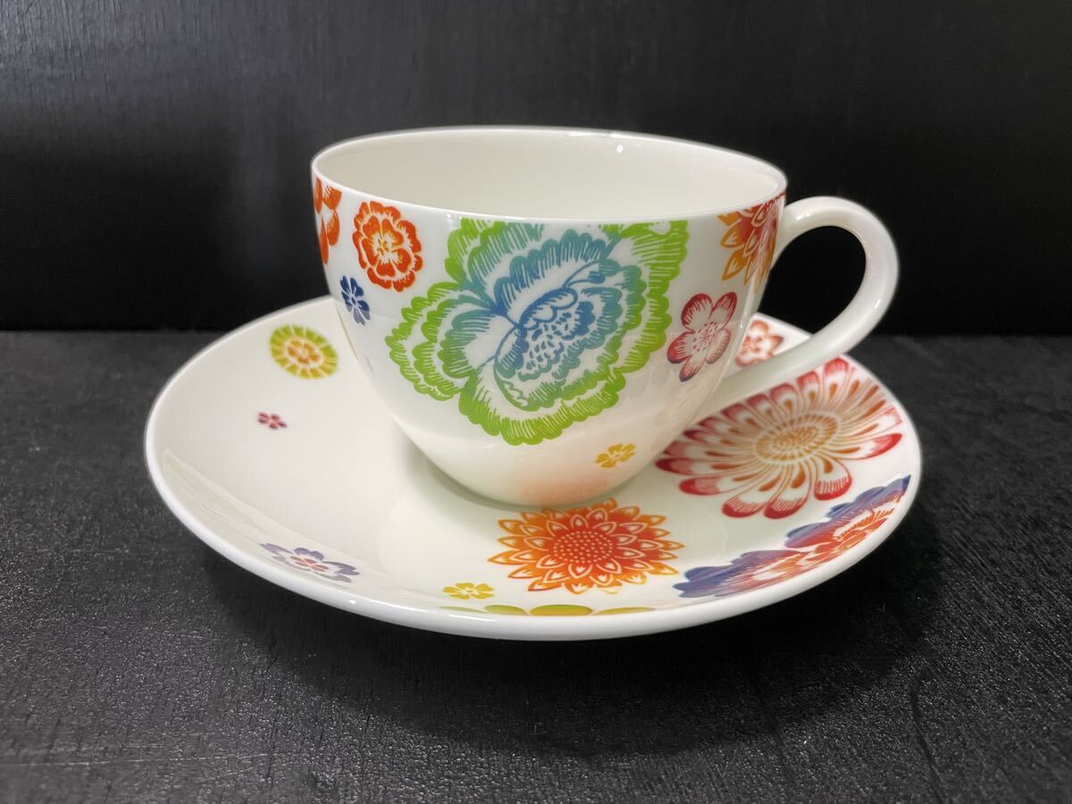 Villeroy&Boch Anmut Bloom カップ ソーサー 2客 花柄 カラフル ブランド食器 インテリア コレクション ビレロイ&ボッホ_画像2