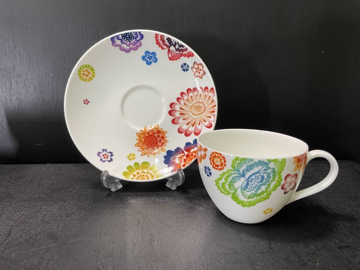 Villeroy&Boch Anmut Bloom カップ ソーサー 2客 花柄 カラフル ブランド食器 インテリア コレクション ビレロイ&ボッホ_画像3