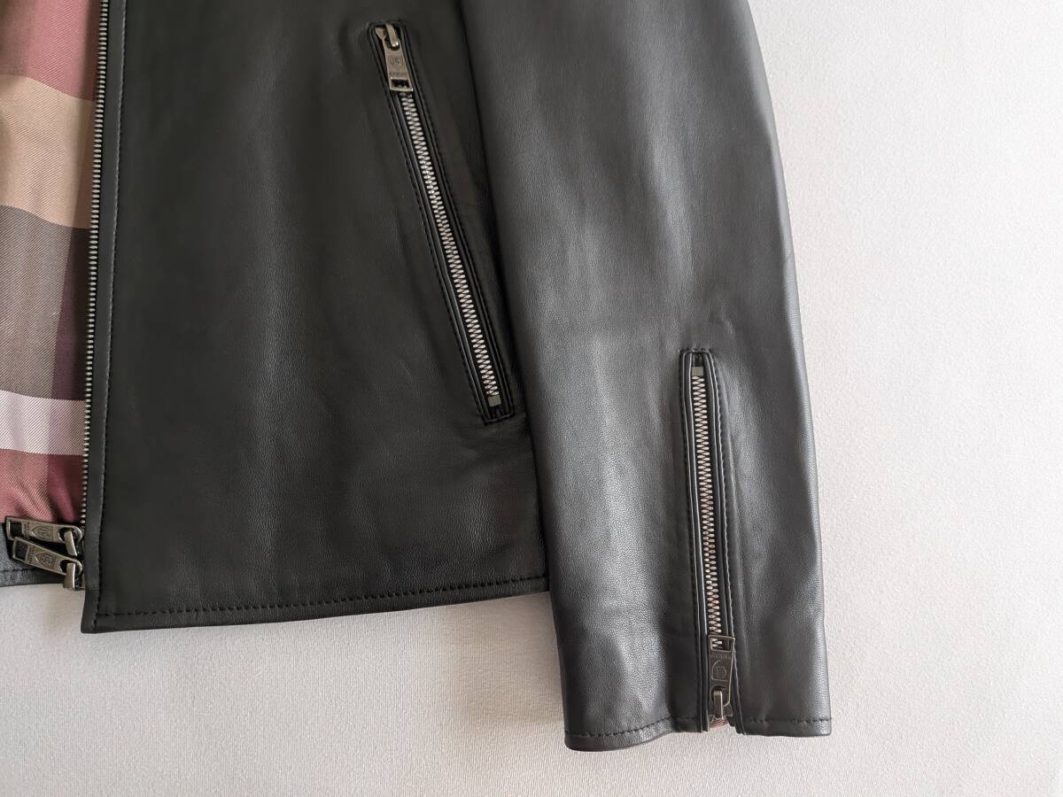 送料無料! 試着のみ! ブラックレーベルクレストブリッジ シープレザーライダース ジャケット ブルゾン M   _画像8