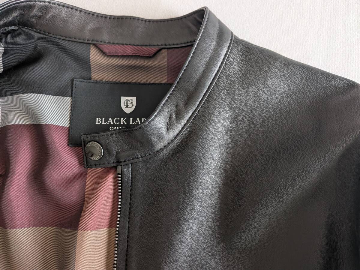 送料無料! 試着のみ! ブラックレーベルクレストブリッジ シープレザーライダース ジャケット ブルゾン M   _画像10