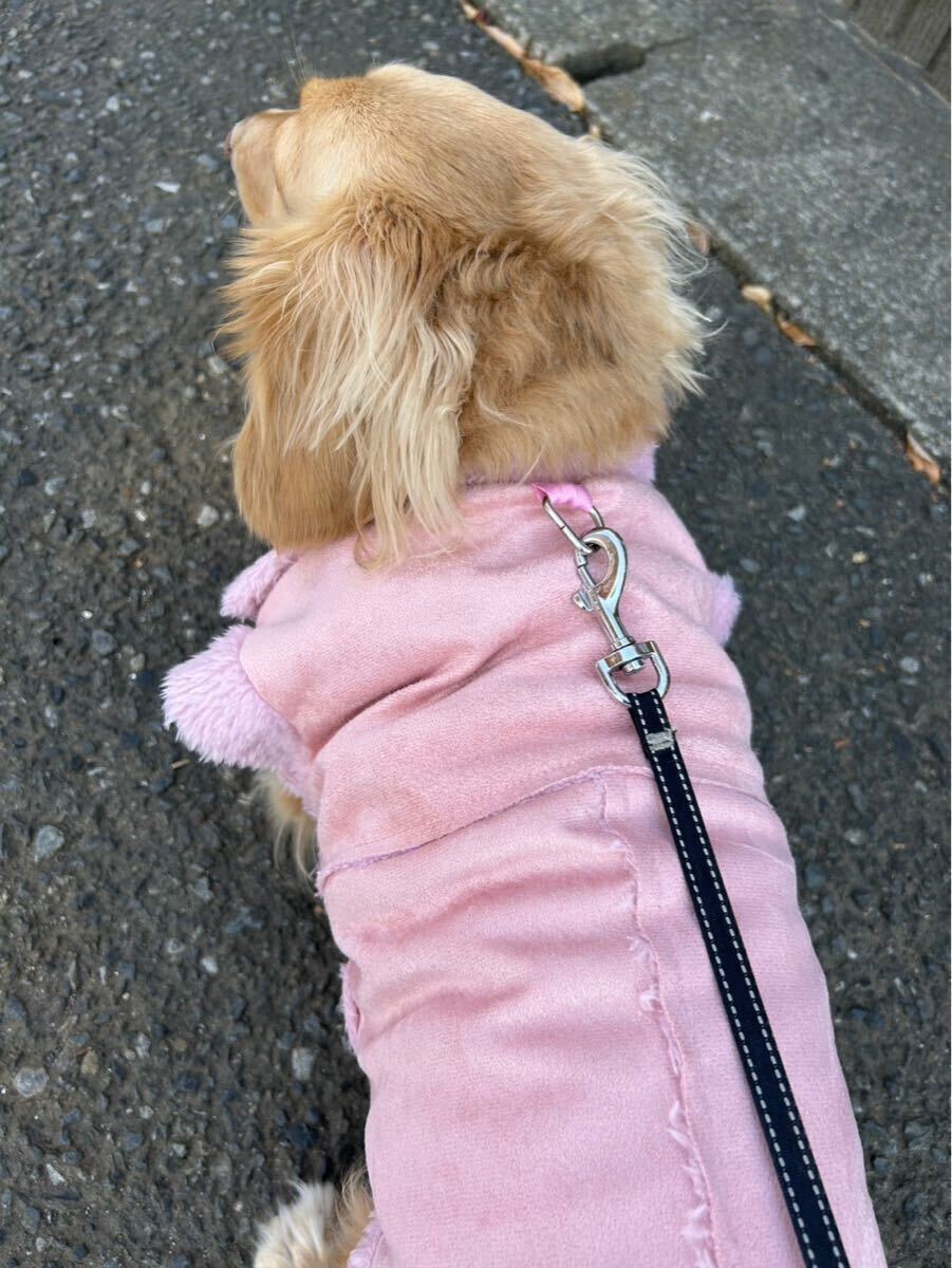 【ピンク・Lサイズ】犬服 ハーネス もこもこ スウェード調 冬 あったか 秋冬 ドッグウェア ボア 袖なし ベスト 防寒 イヌ 犬_画像9