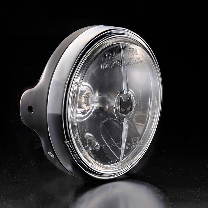 マーシャル ヘッドライト 722・702 汎用 クリアーレンズ ブラックケース ライト径180mm フルキット 8417_画像1