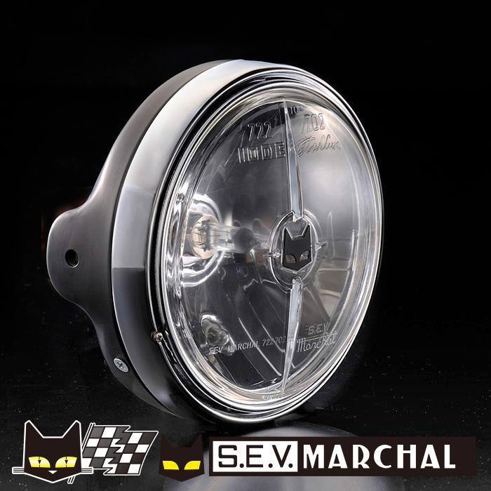 【ホンダ】 マーシャルヘッドライト 722・702 スタールクス クリアーレンズ ブラックケース 汎用 ライト径180mm 8417H_画像1