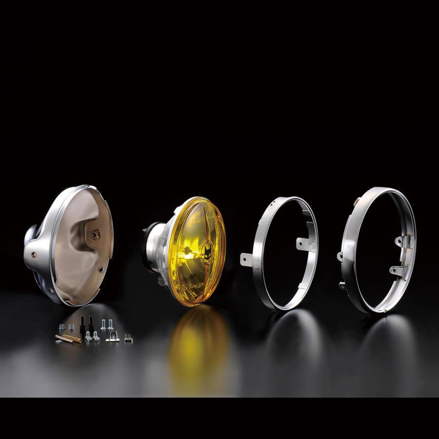 ヤマハ XJR1200 XJR1300 φ200ライトに装着 マーシャル722・702 イエローレンズ メッキケース 汎用フルキットセット 8416/6038_画像3