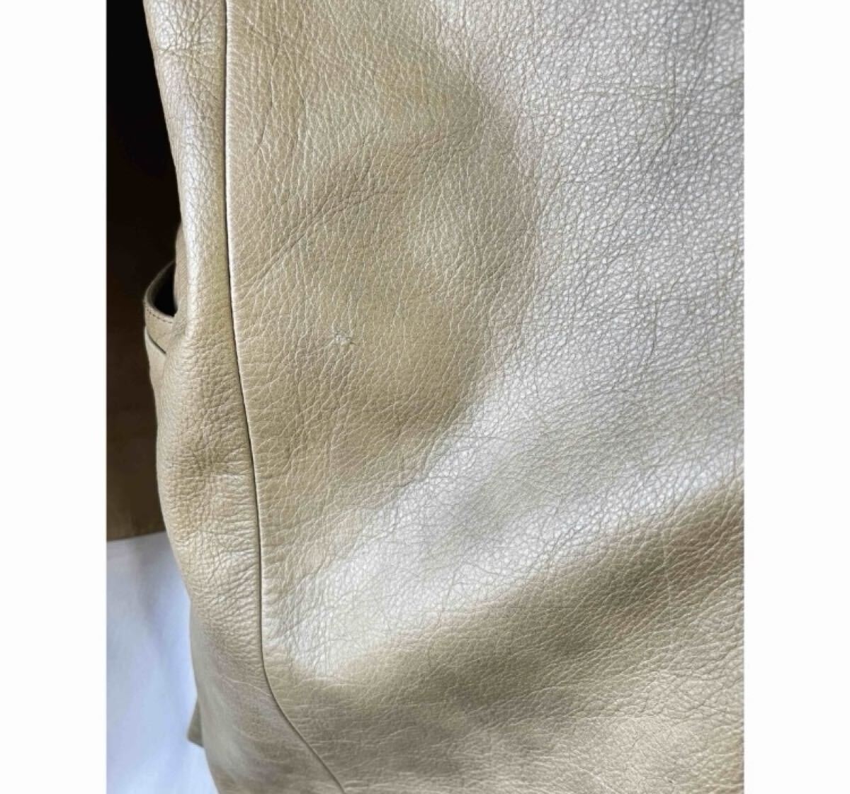 A.P.C. メンズ フランス製 牛革 ステンカラー カーキ オリーブ アーペーセー 90sVintage レザージャケット レザー レザーコート_画像9