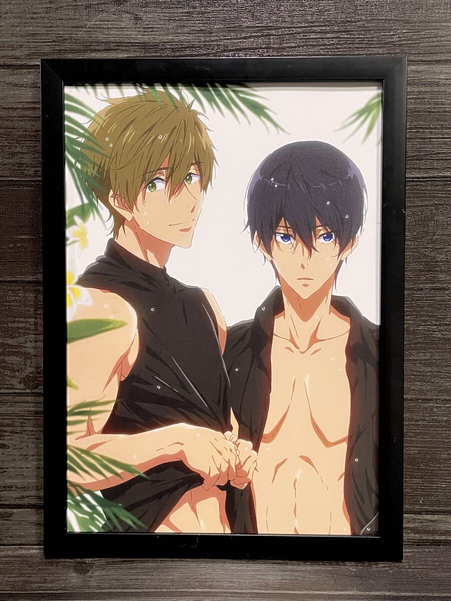 額装品★Free/フリー①書き下ろしプロモーションイラストショット★CV島﨑信長★CV鈴木達央★当時印刷物★A4サイズ額入り★おおじこうじ_画像2