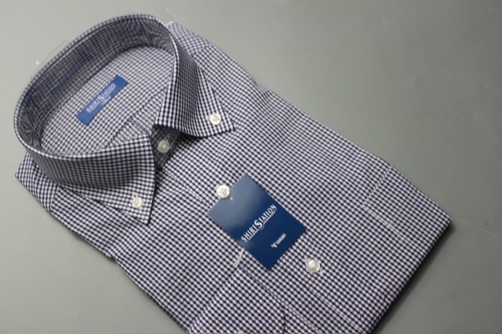 送料185円/新品SHIRT STATION(山喜)BDワイシャツ /オックスフォード/綿100％/イージーケア 3L(45-86)紺ギンガムチェック005/UND109(7C701_画像3