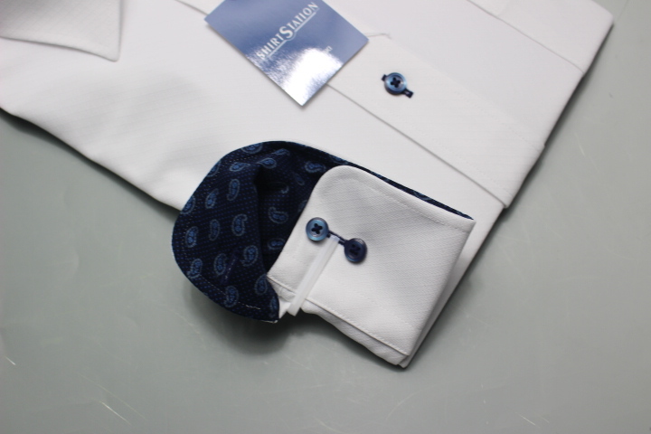 送料185円【新品】SHIRT STATION(山喜) 別格ノーアイロン/ワイシャツ長袖/ニット/吸水速乾/形態安定 M(39-82) 白ダイヤ柄UNW201/008(7C865_画像4