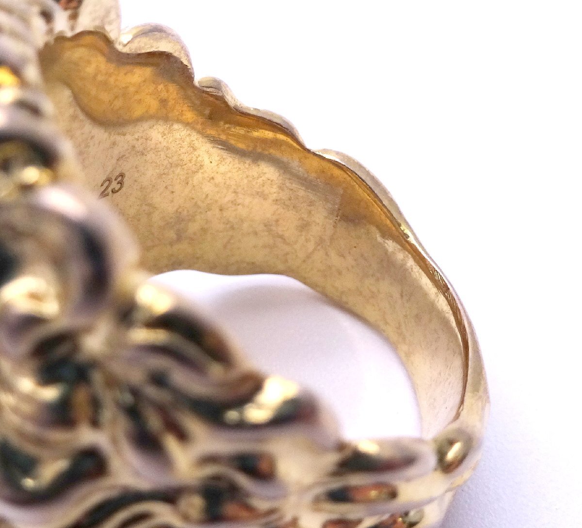 GUCCI グッチ ライオンヘッドリング ゴールドカラー ラインストーン/石付き 指輪 アクセサリー 装飾品 ブランド 1円~　T0330_画像9