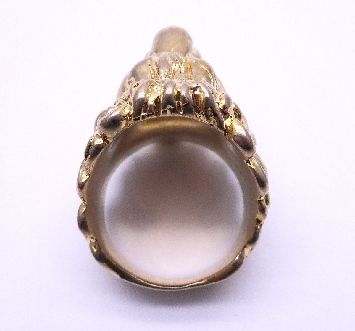 GUCCI グッチ ライオンヘッドリング ゴールドカラー ラインストーン/石付き 指輪 アクセサリー 装飾品 ブランド 1円~　T0330_画像6