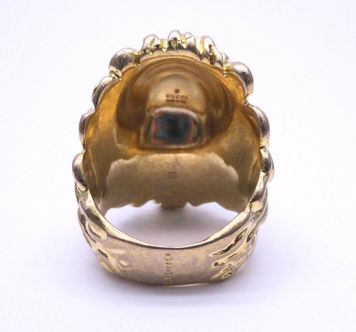 GUCCI グッチ ライオンヘッドリング ゴールドカラー ラインストーン/石付き 指輪 アクセサリー 装飾品 ブランド 1円~　T0330_画像3