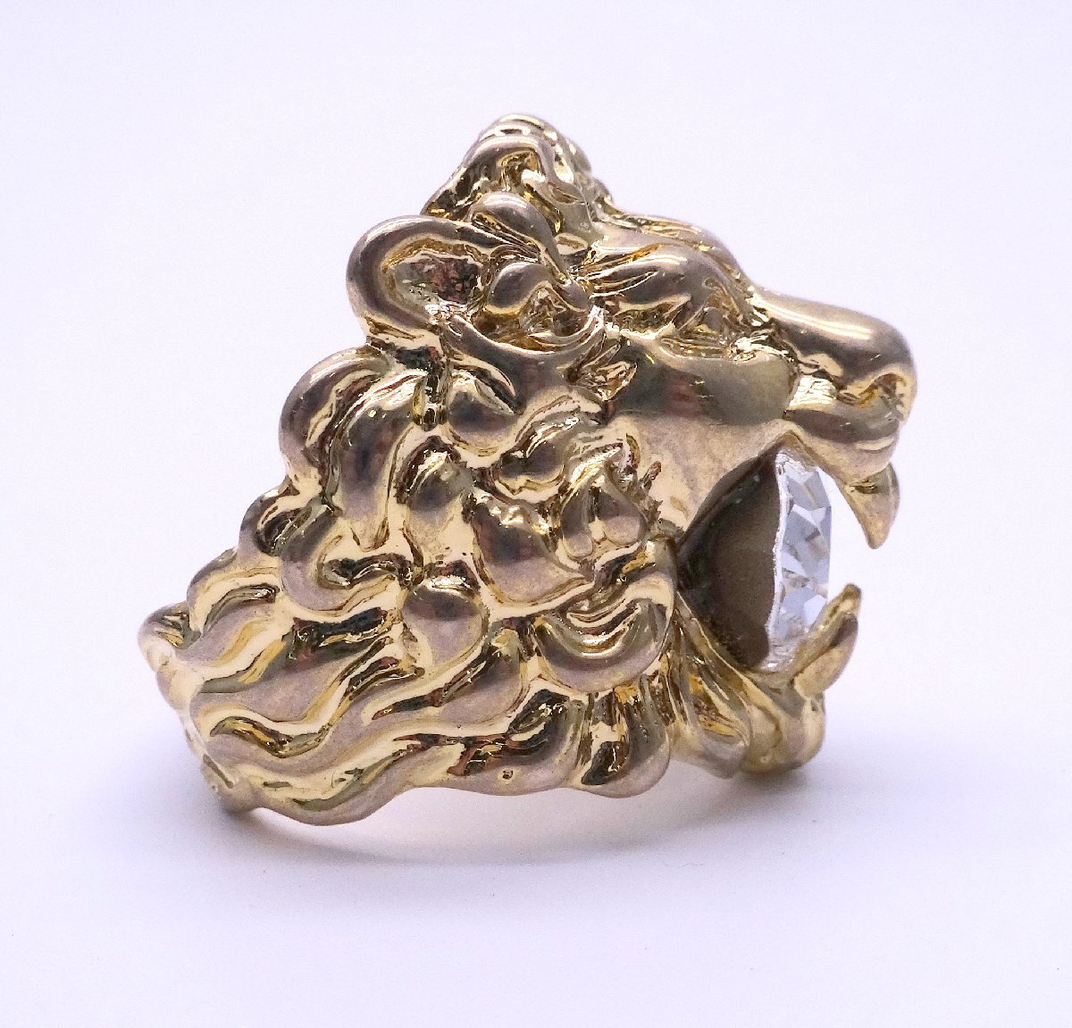 GUCCI グッチ ライオンヘッドリング ゴールドカラー ラインストーン/石付き 指輪 アクセサリー 装飾品 ブランド 1円~　T0330_画像5