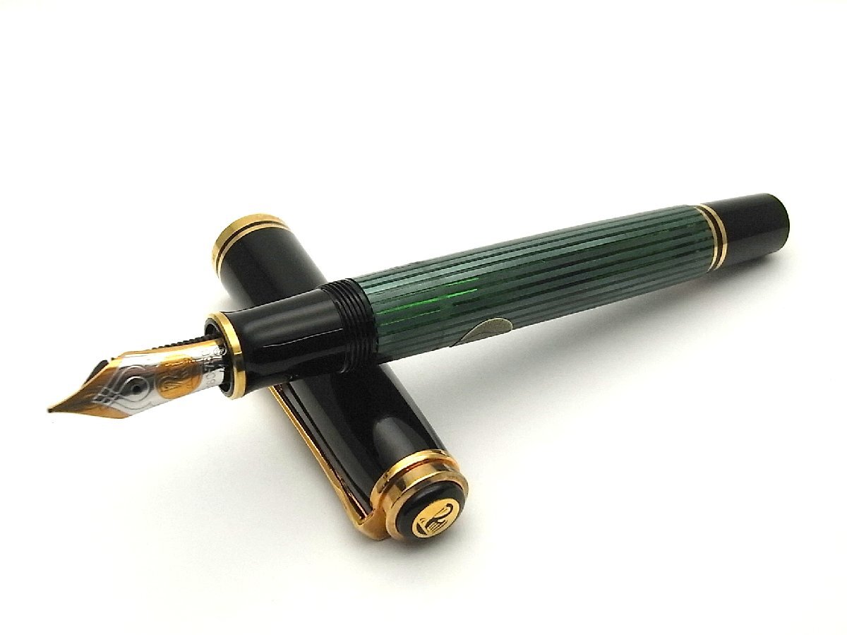 Pelikan スーベレーン M800 グリーン ストライプ ペン先 18C 750 M 万年筆 ペリカン 筆記用具 文房具 1円~ I0003_画像1