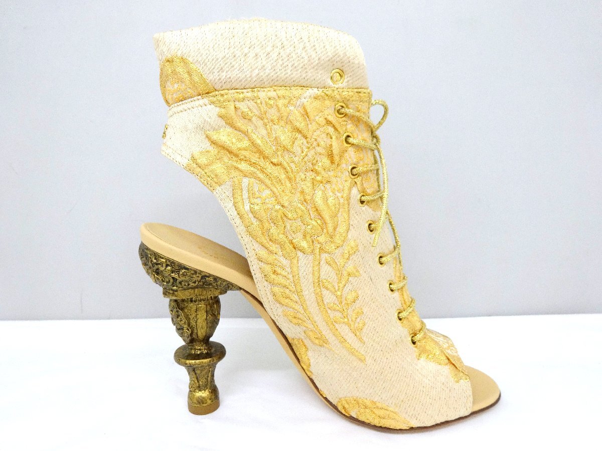 靴 CHANEL シャネル ノエルコレクション レースアップブーティ サイズ37C ベージュ系 レディース ファッション 服飾 ブランド 1円~　T0288_画像5