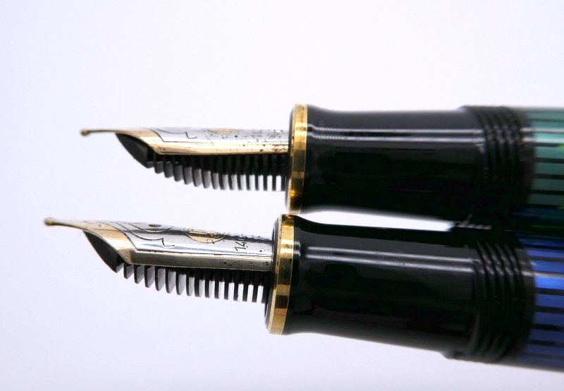 万年筆 3点 PELIKAN ペリカン スーベレーン ブルーストライプ/グリーンストライプ M205 DUO シャイニーグリーン 筆記用具 1円~ K0310_画像5