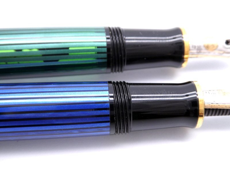万年筆 3点 PELIKAN ペリカン スーベレーン ブルーストライプ/グリーンストライプ M205 DUO シャイニーグリーン 筆記用具 1円~ K0310_画像7