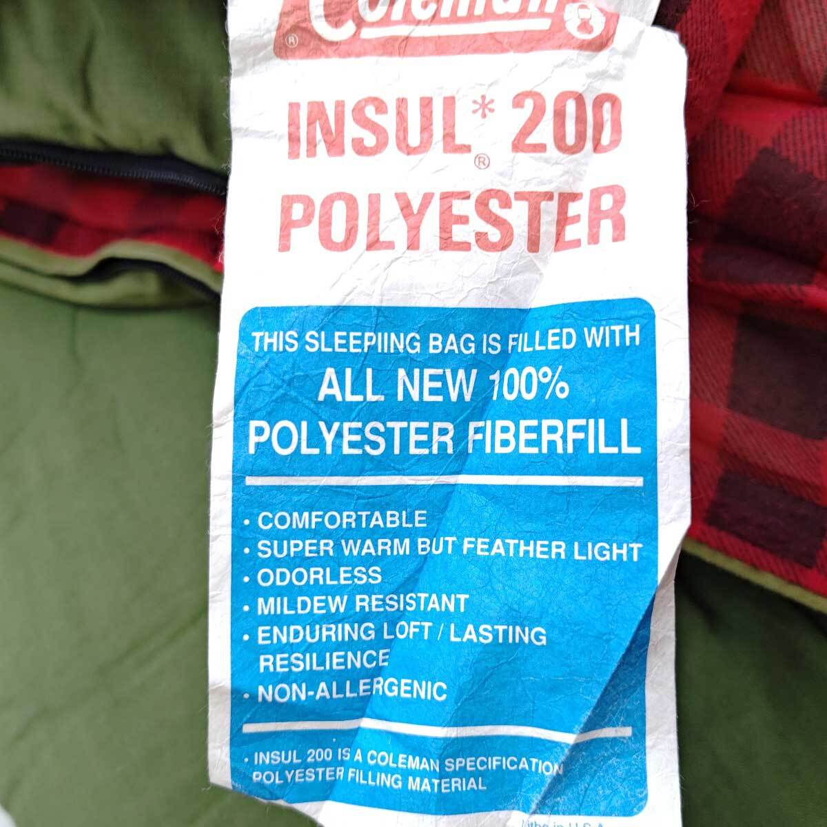 【中古】コールマン 8100A250 シュラフ 寝袋 封筒型 スリーピングバッグ 専用袋なし Coleman_画像9