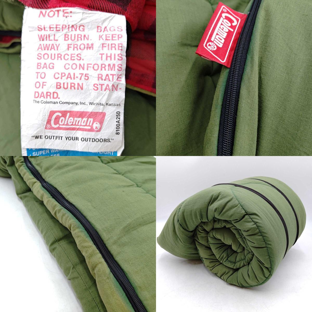 【中古】コールマン 8100A250 シュラフ 寝袋 封筒型 スリーピングバッグ 専用袋なし Coleman_画像10
