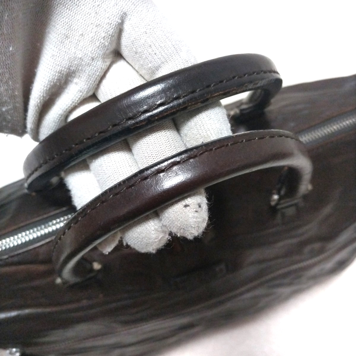 ダニエルアンドボブ Daniel&Bob PIANTA RODI ピアンタローディー レザー シワ加工 ブリーフケース ビジネスバッグ ダークブラウン_画像5