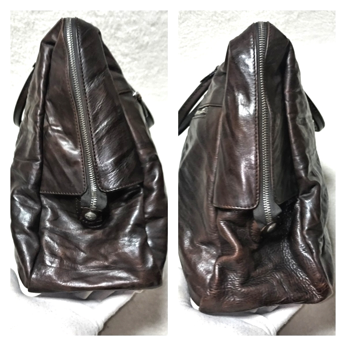 ダニエルアンドボブ Daniel&Bob PIANTA RODI ピアンタローディー レザー シワ加工 ブリーフケース ビジネスバッグ ダークブラウン_画像7