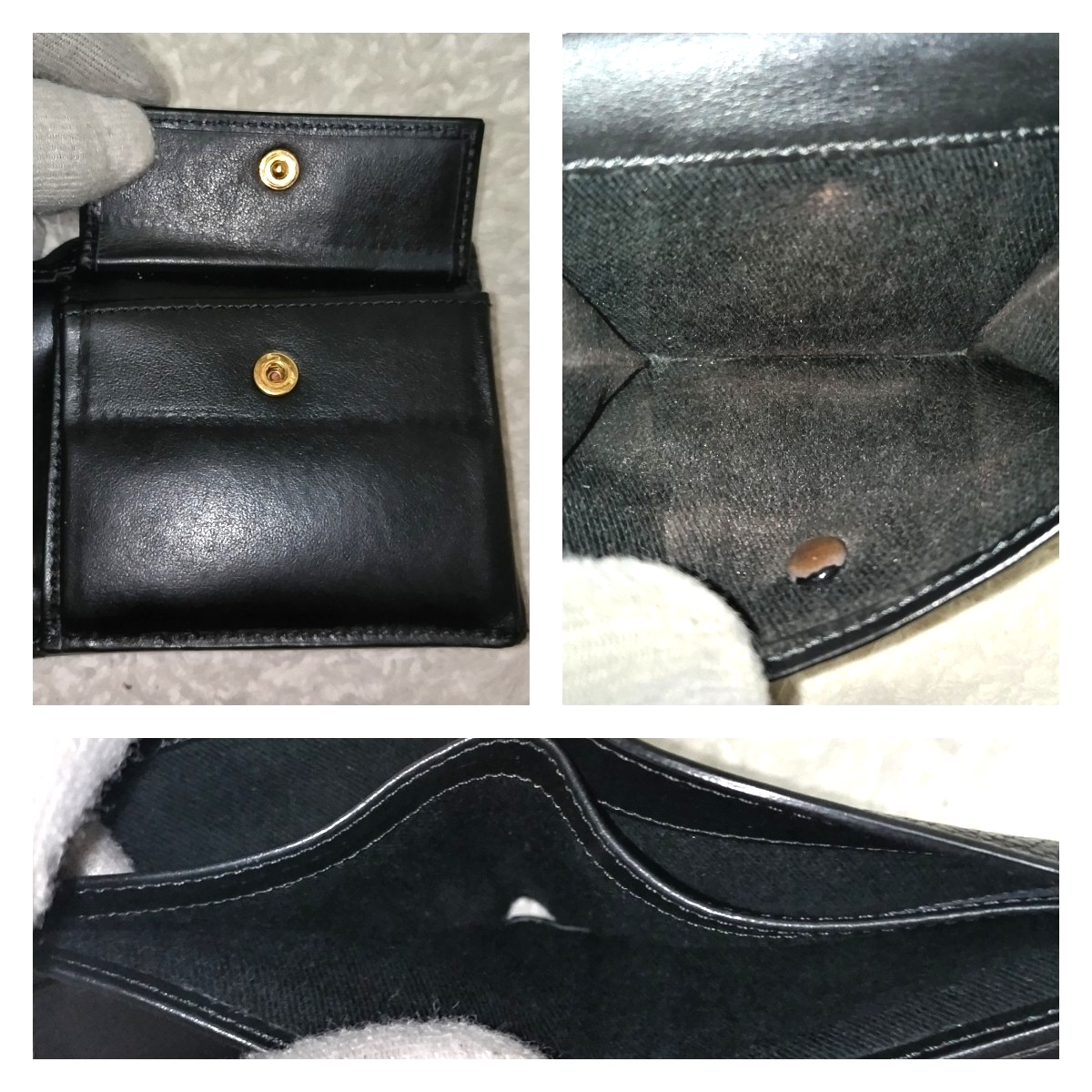 VERSACE ヴェルサーチ グレカ デカロゴ ロゴ刻印 シボ革 レザー 二つ折り財布 コンパクトウォレット イタリア製 ブラック 黒_画像8