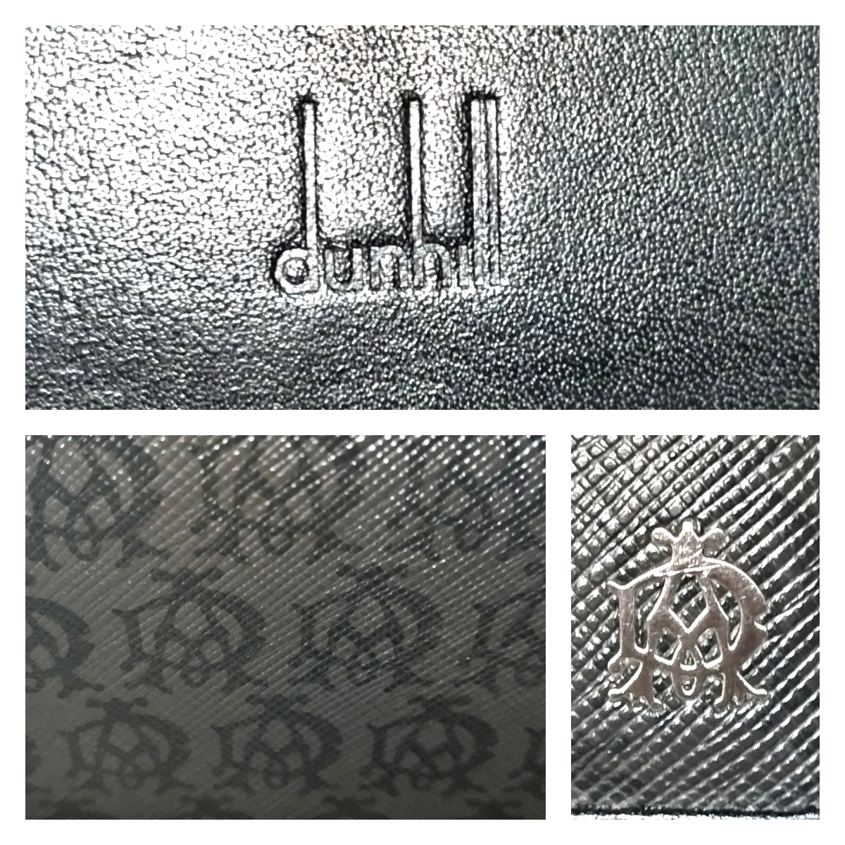 DUNHILL dunhill ダンヒル モノグラム 総柄 ロゴ金具 サフィアーノレザー 二つ折り財布 ロングウォレット ブラック 黒_画像9