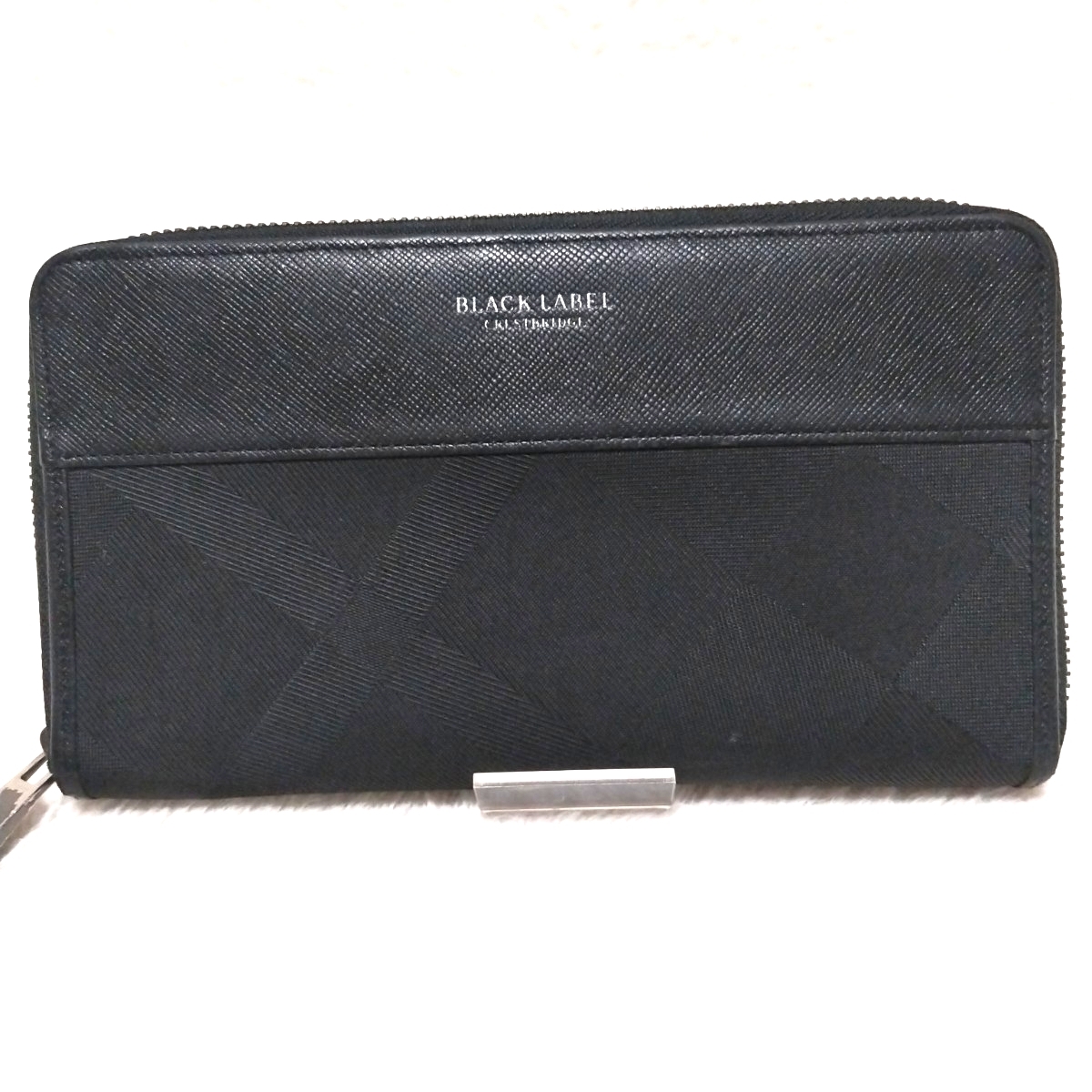 BLACK LABEL CRESTBRIDGE ブラックレーベルクレストブリッジ シャドーチェック サフィアーノレザー キャンバス オーガナイザー 長財布 黒_画像2