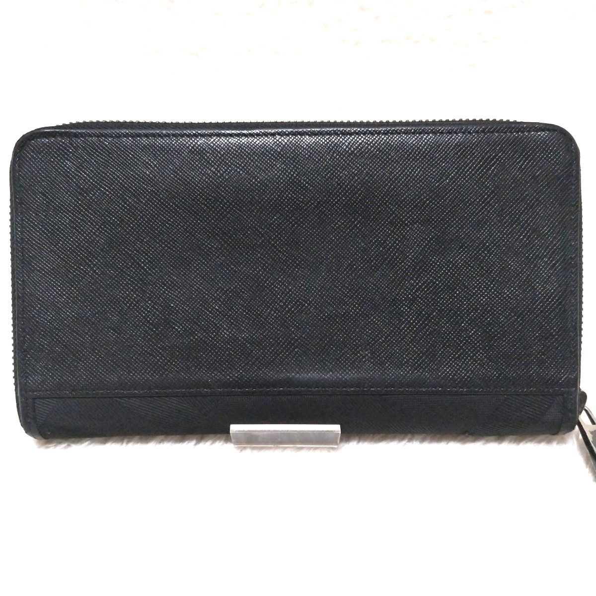 BLACK LABEL CRESTBRIDGE ブラックレーベルクレストブリッジ シャドーチェック サフィアーノレザー キャンバス オーガナイザー 長財布 黒_画像3