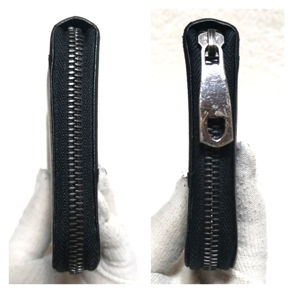 BLACK LABEL CRESTBRIDGE ブラックレーベルクレストブリッジ シャドーチェック サフィアーノレザー キャンバス オーガナイザー 長財布 黒_画像6