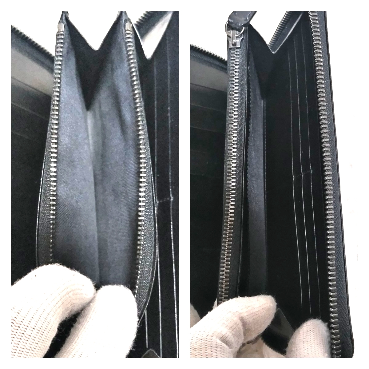 BLACK LABEL CRESTBRIDGE ブラックレーベルクレストブリッジ シャドーチェック サフィアーノレザー キャンバス オーガナイザー 長財布 黒_画像9